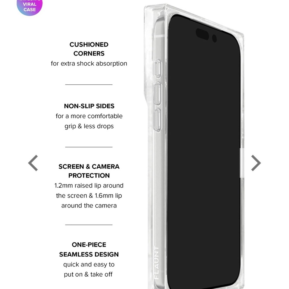 Flaunt SQUARE® Pink Mother of Pearl iPhone 15 Pro Max Case - Picture 5 of 7